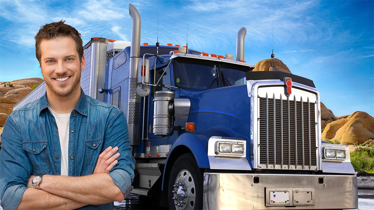 Man Standing in front of Truck
